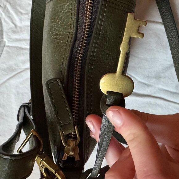 Fossil Jolie Olive Green Leather Crossbody Bag Two Straps - Picture 4 of 11
